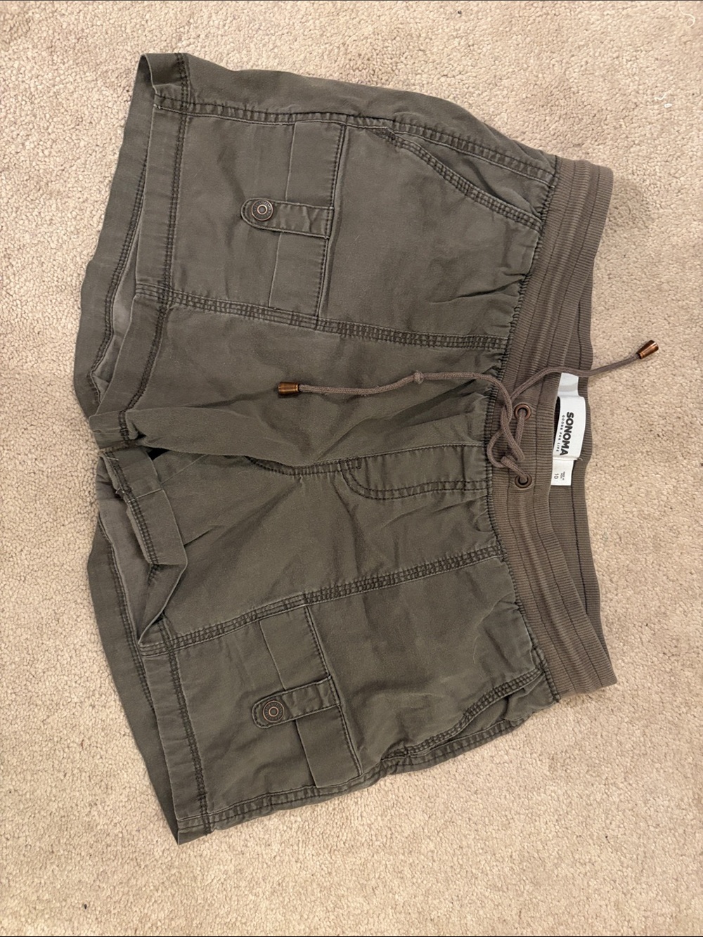 Sonoma Olive Cargo Shorts with Drawstring Waist